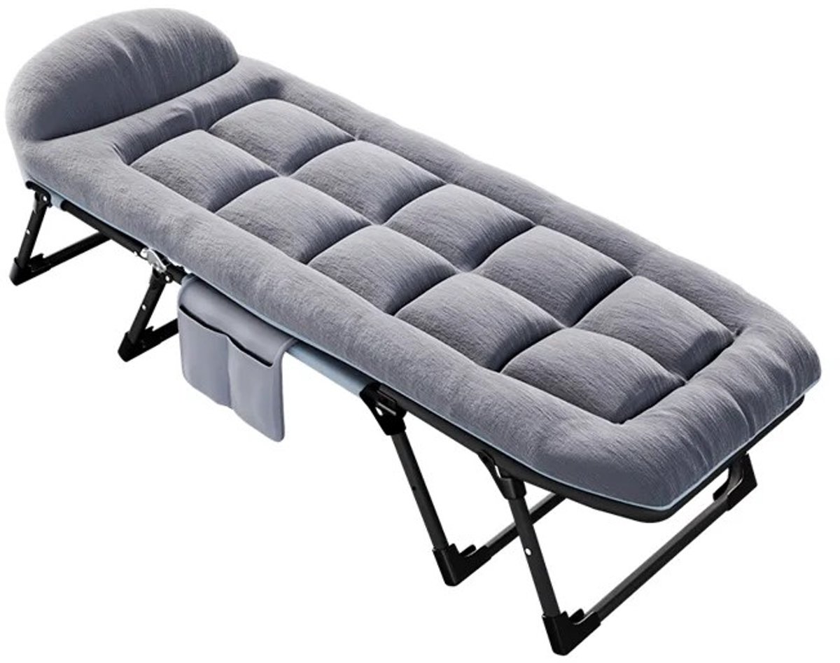Inovra - Dailygoods Campingbed, gewatteerd campingbed, opvouwbaar campingbed, reisbed met kussen en tas, katoen en linnen (190 x