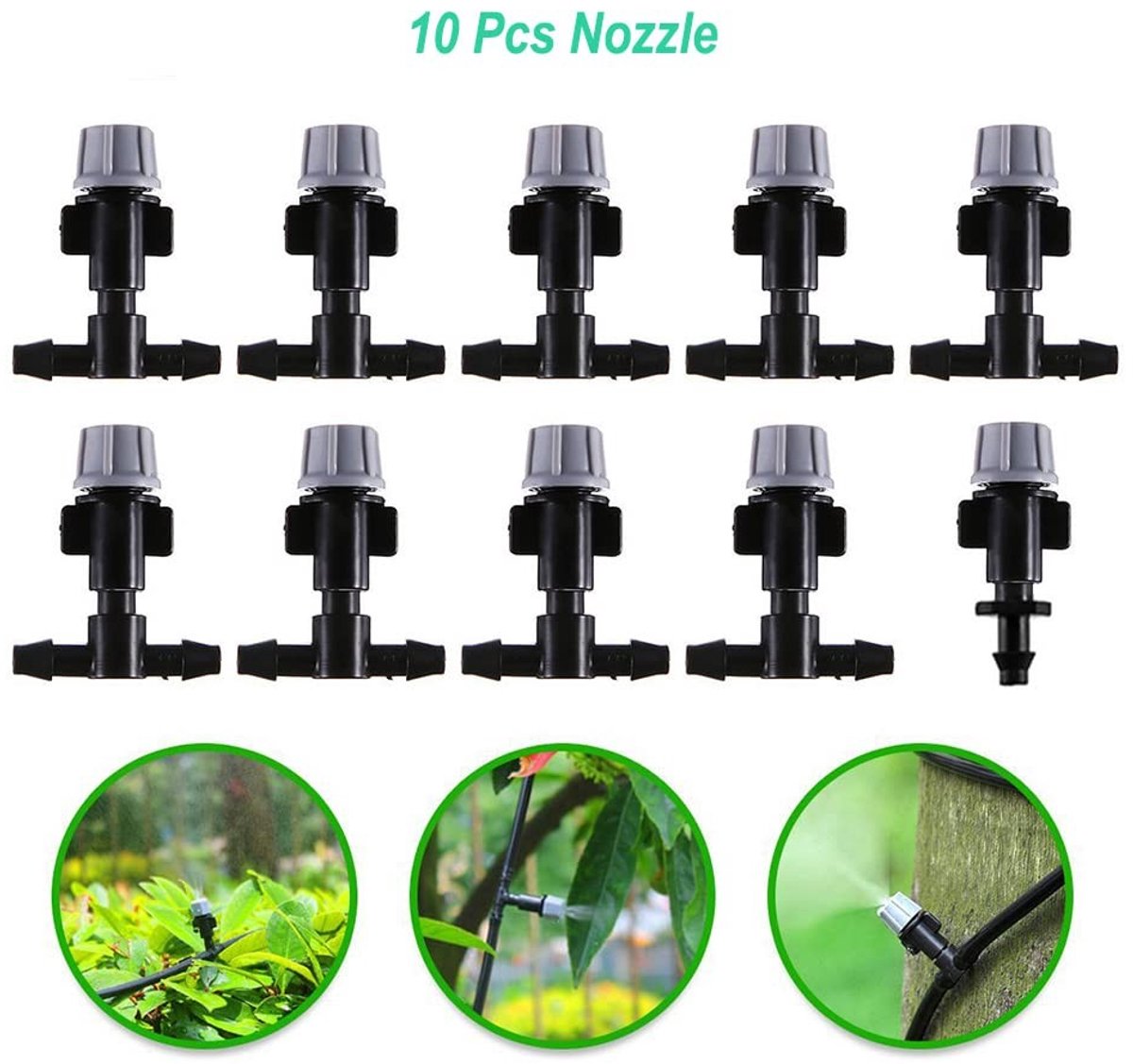 32.8ft/10m Fog Cooling System - DIY Irrigatiesysteem voor Terras, Misting Kit met 10 Mistdoppen voor Tuin, Bloembedden en Gazons