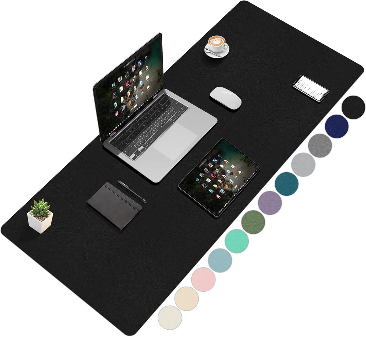 Luxe bureauonderlegger in zwart, 120 x 60 cm - Perfect voor een georganiseerde werkplek en bescherming van je bureau