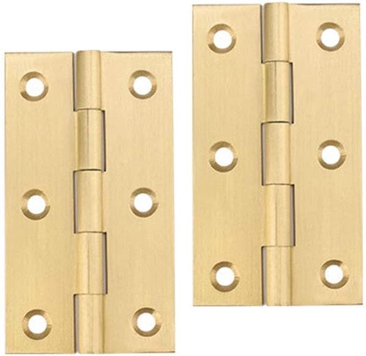 Kleine koperen scharnieren voor deuren - Messing vouwscharnieren voor meubels en kasten met bevestigingsschroeven, 3.5 Inch (89x50x2.1mm) - 2 stuks, duurzaam en veelzijdig