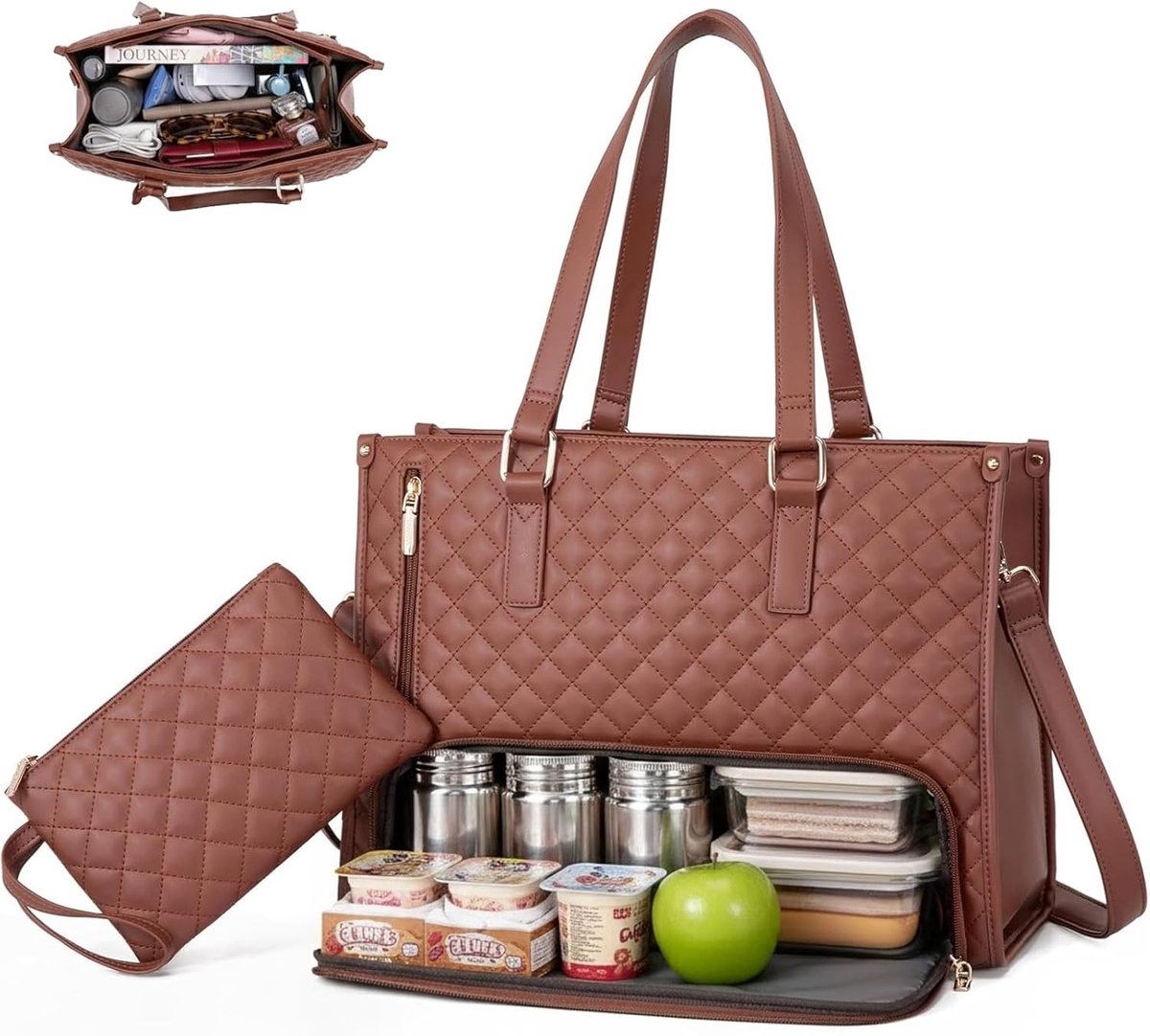 Thermische Lunchtas voor Koeling, Draagbare Koeltas voor Kantoor, Reizen en Picknick, Geschikt voor 15.6 Inch Laptop met Geïsoleerd Compartment en 2-in-1 Ontwerp