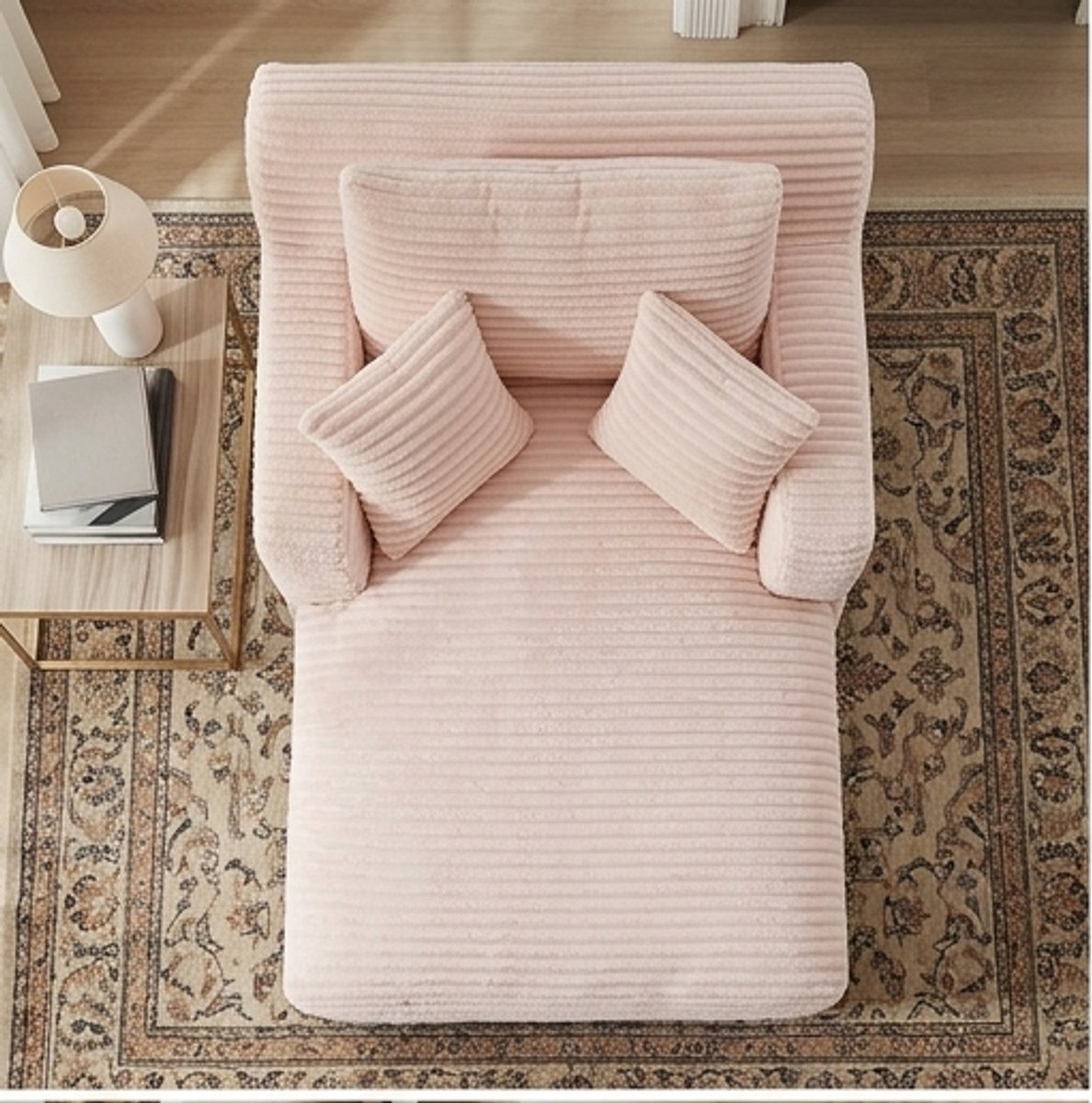 Luxe Corduroy Slaapstoel met Slaapfunctie - Roze - Novihome
