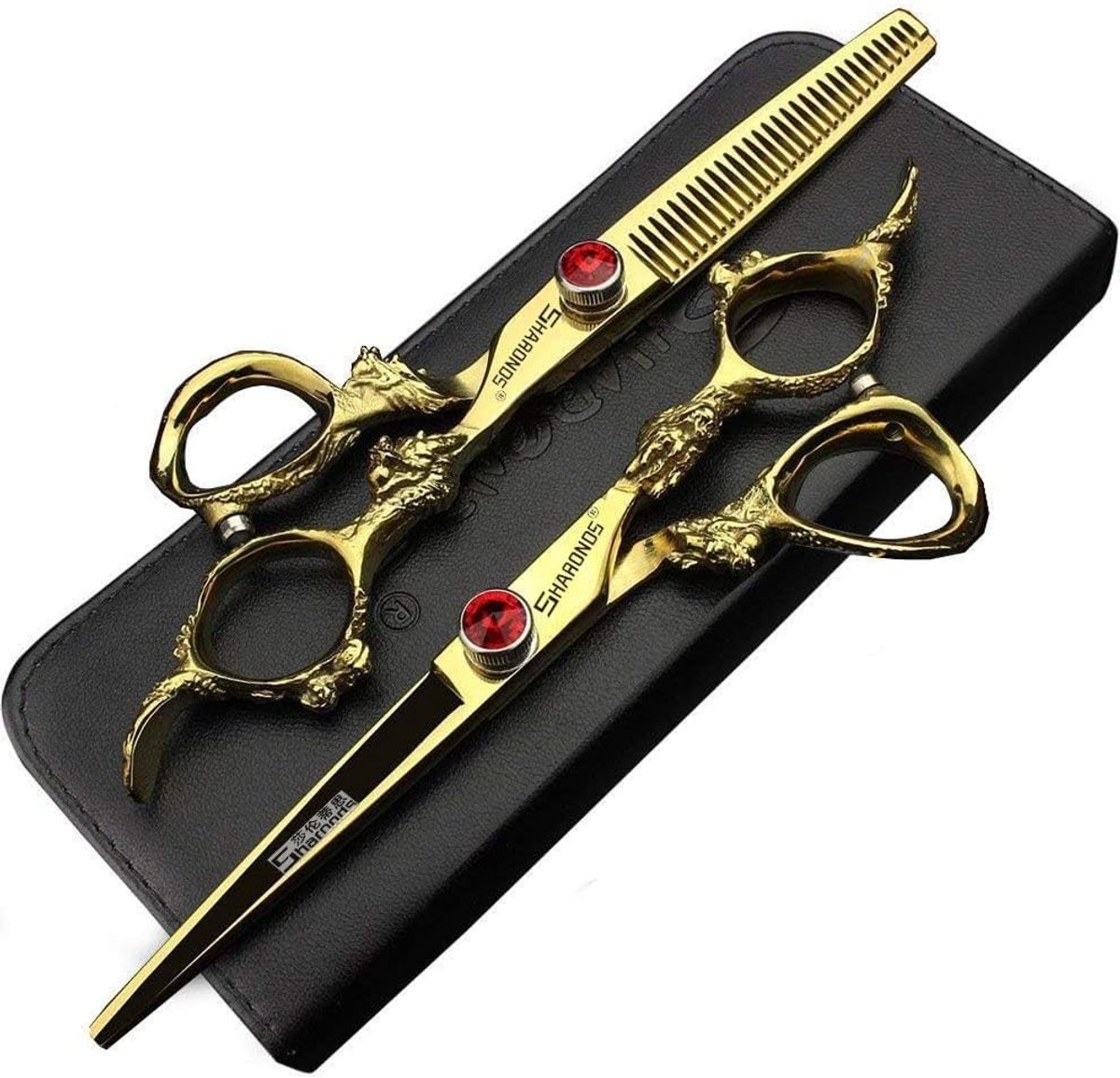 Professionele Kappersschaar 7/7.5/8 Inch - Gouden en Zwarte Scharen voor Haarstyling, Knippen en Thuisgebruik