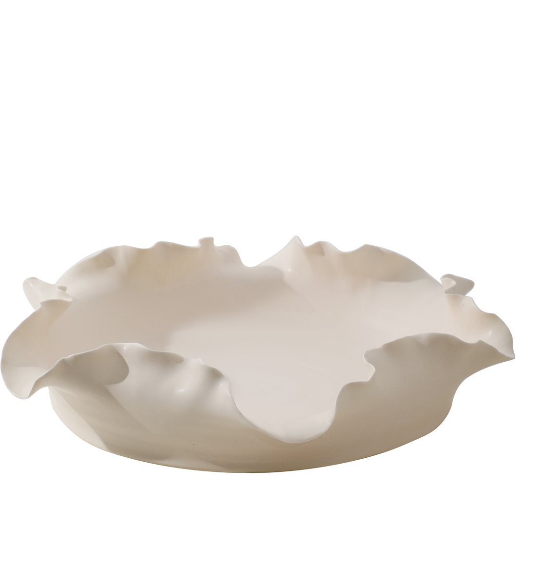 PTMD Ivra Cream Ceramic Round Organic Shaped Bowl Small