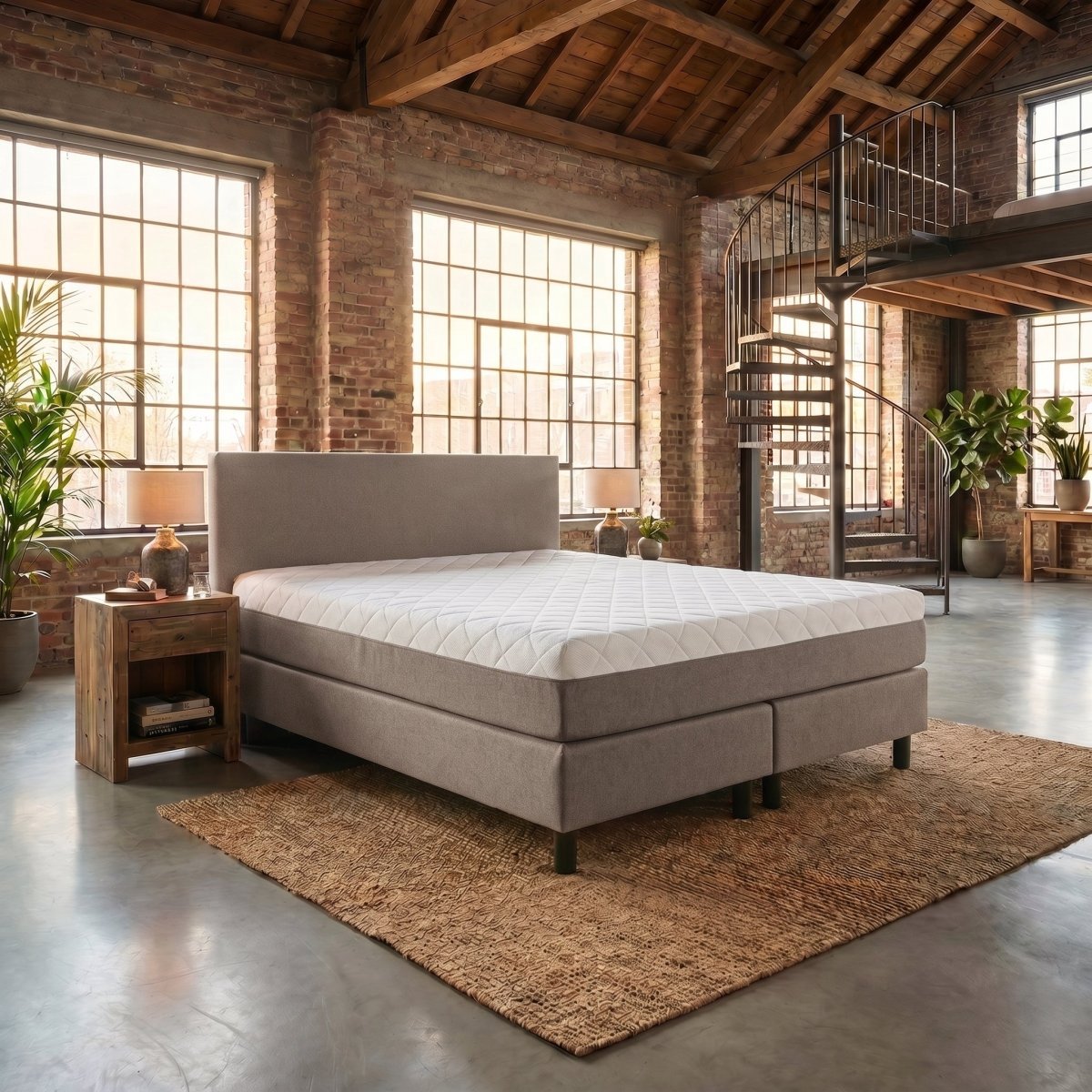 Mörgenn Boxspring Basic - Pocketvering - Matras met Geïntegreerde Topmatras - Taupe - 180x200