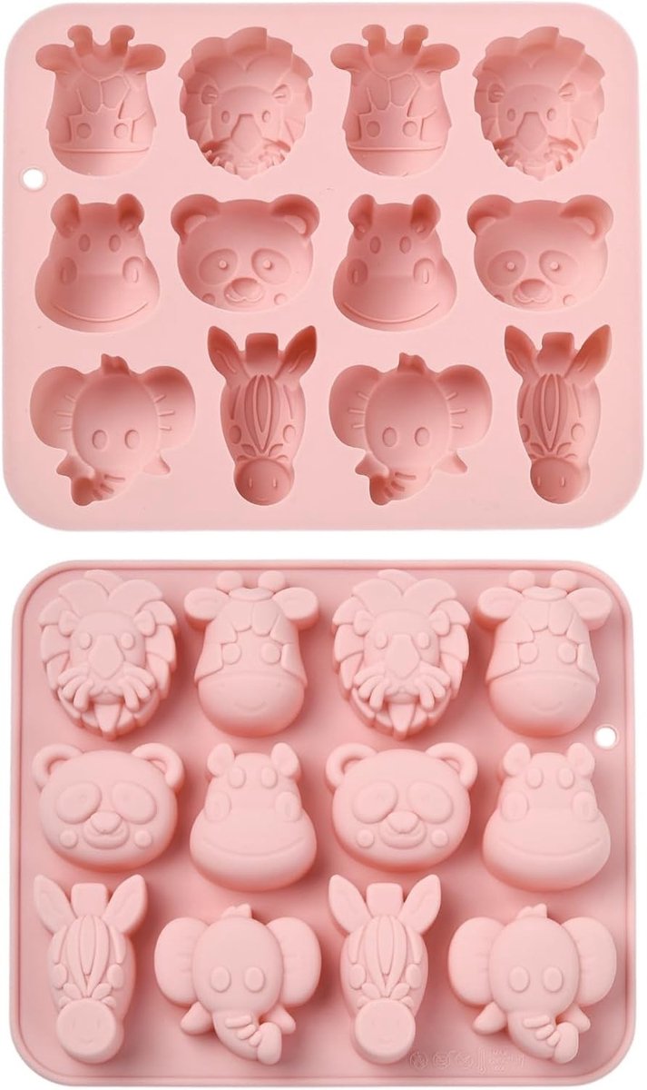 Herbruikbare Siliconen Mallen voor Dieren - Set van 2, Chocolade- en Snoepvormen voor Taart, Fondant en Soap, Ideaal voor Feestjes en Snacks