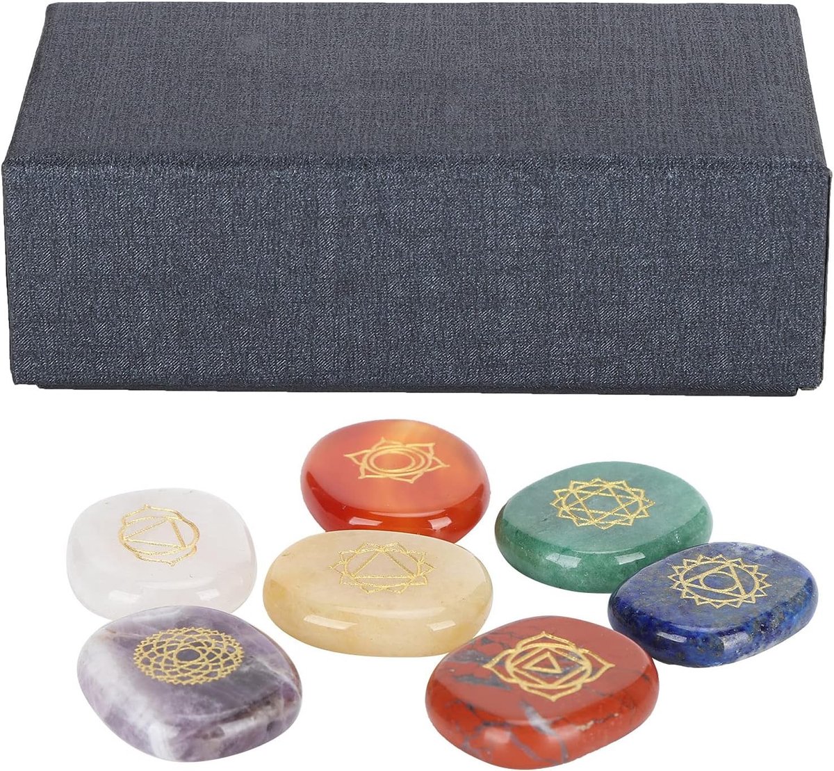 Set van 7 Chakra Stenen voor Meditatie en Spiritualiteit - Energie Stenen voor Thuis, Yoga en Kristal Liefhebbers