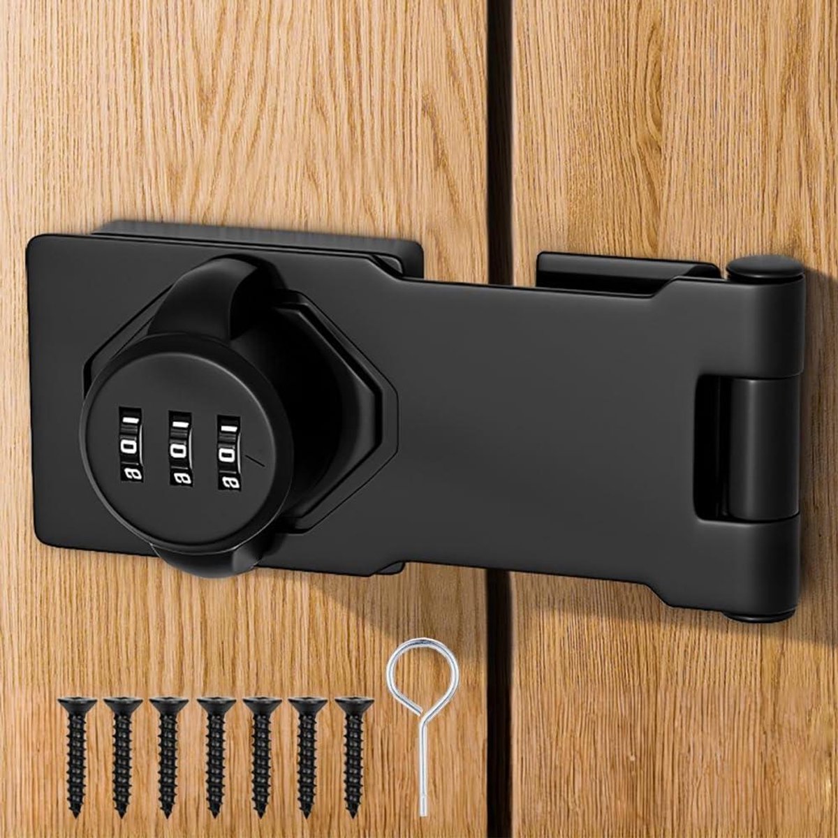Cijferslot Haspel - Combinatieslot Deur - Kast Beveiligen - Sleutelloos Gemak - 9.5 cm - Zwart