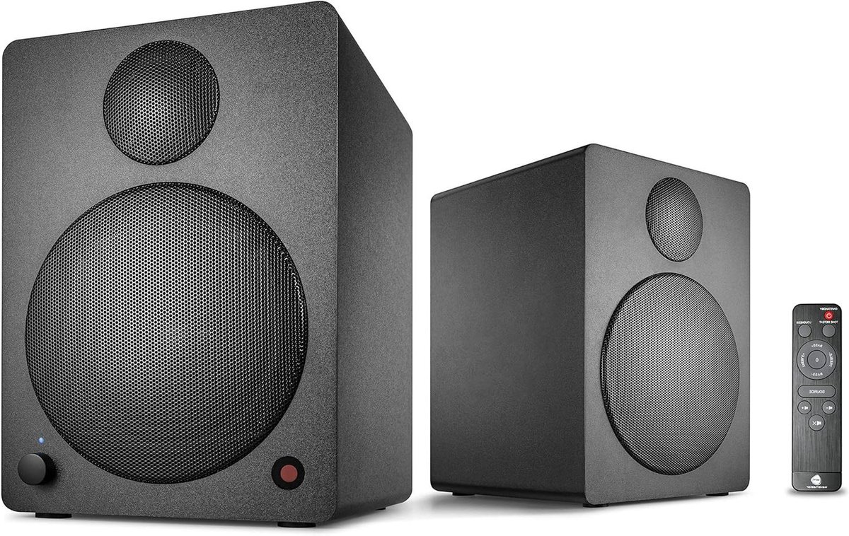 Luidsprekersysteem - Boekenplank speakers - Muziek Streamen - Digitale Ingang - 50 Watt - Zwart