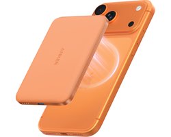 Anker Nano powerbank - dunne magnetische batterij van 5000mAh - Qi2 gecertificeerde supersnelle draagbare oplader van maximaal 15W, compatibel met MagSafe, ergonomisch ontwerp, alleen voor iPhone 17/16/15/14/13/12 - Oranje