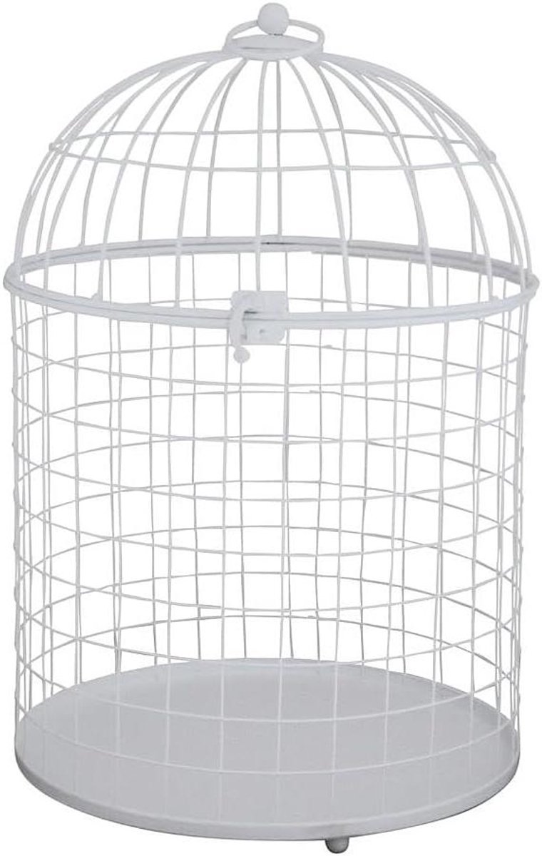 Decoratieve Vogelkooi - Metalen Kooi - Decoratie Wonen - Landelijk Design - 38.5 cm Hoog - Wit