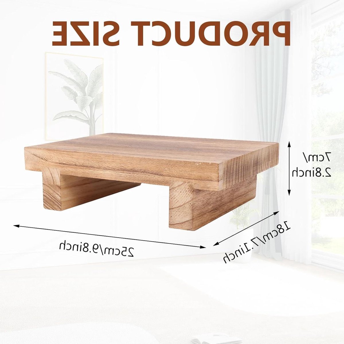 Houten opstapkruk - Voetenbankje - Hoge kasten bereiken - Duurzaam Paulownia hout - 25 x 18 x 7 cm - Houtkleur
