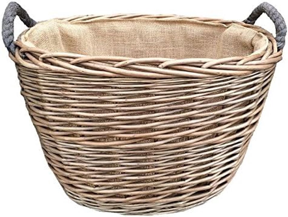 Opbergmand - Houtmand - Haardhout Opslag - Natuurlijk Materiaal - 50 x 39 x 32 cm - Bruin — cadeau in Wonen & Interieur - foto 2