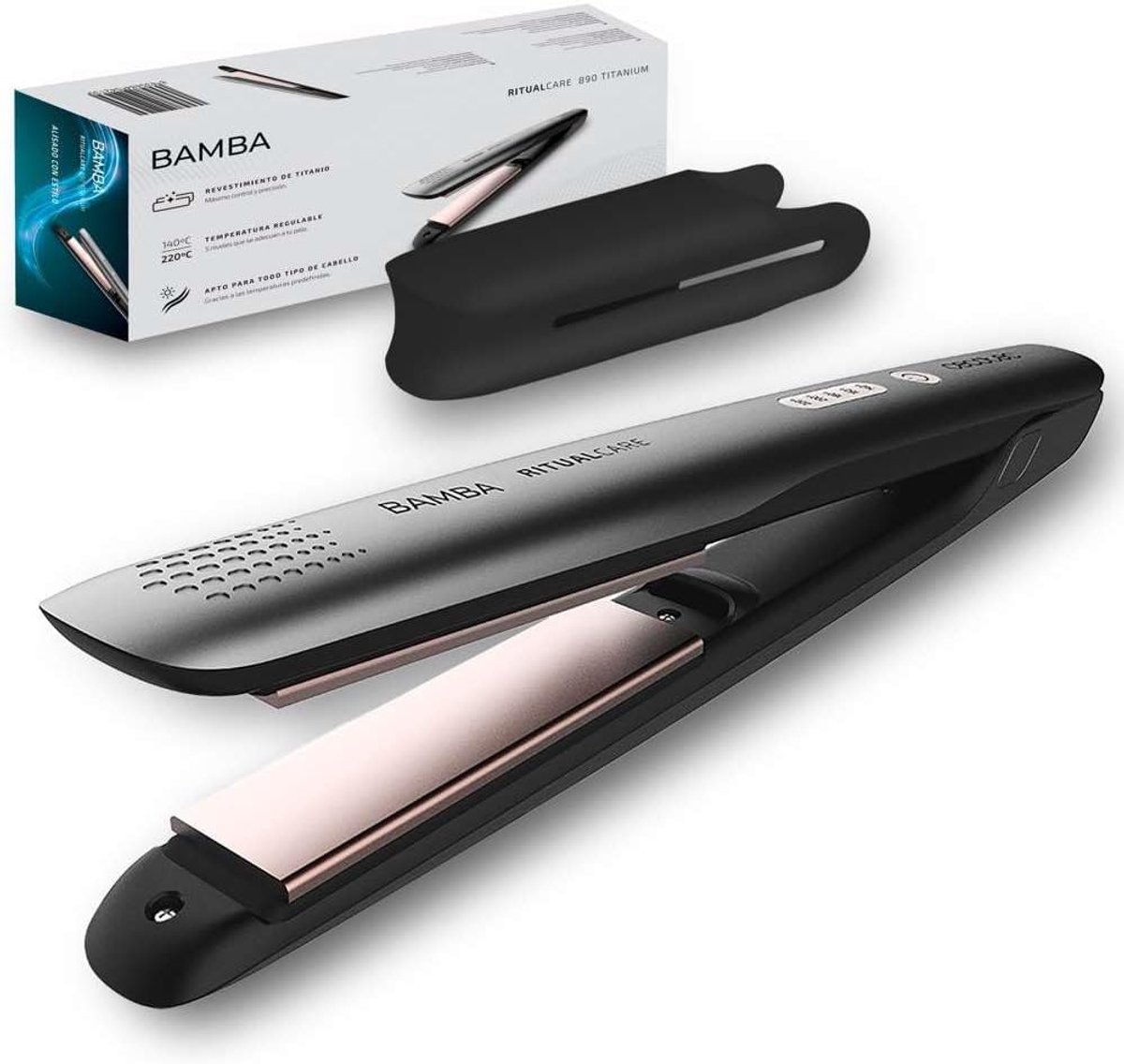 SnelShoppen - Titanium Stijltang met Temperatuurinstelling 140-200 °C, Automatische Uitschakeling, 3m Kabel en Siliconen Bescherming voor Perfecte Kru