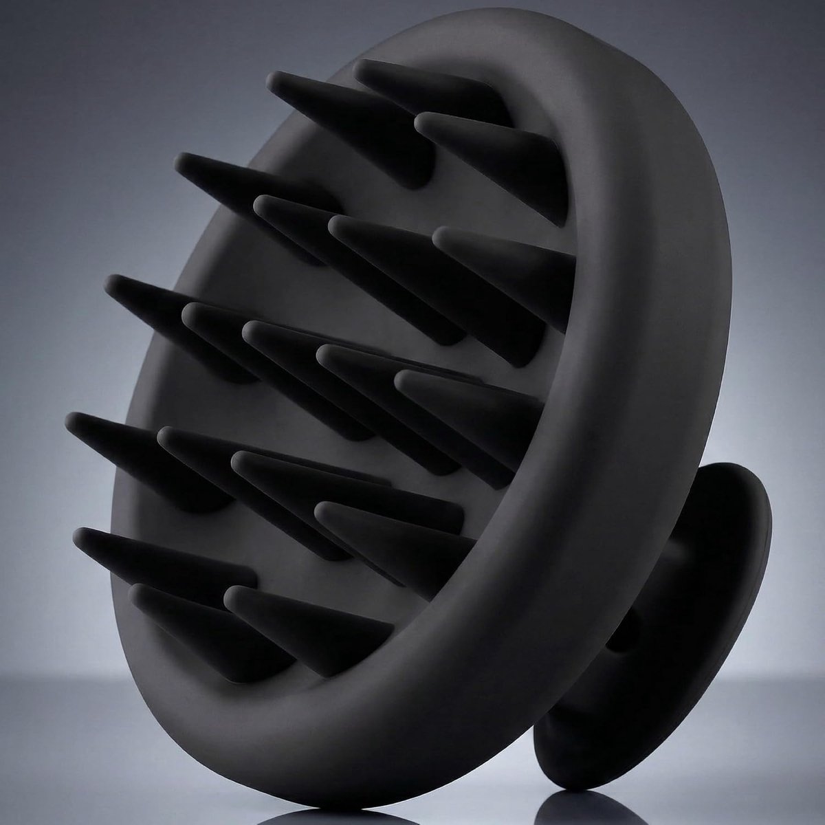 Thijox - Hoofdmassageborstel - 100% Siliconen Haarmassageborstel voor Mannen en Vrouwen | Bevorder Haargroei en Hoofdhuidverzorging | Zwart en Ergonom