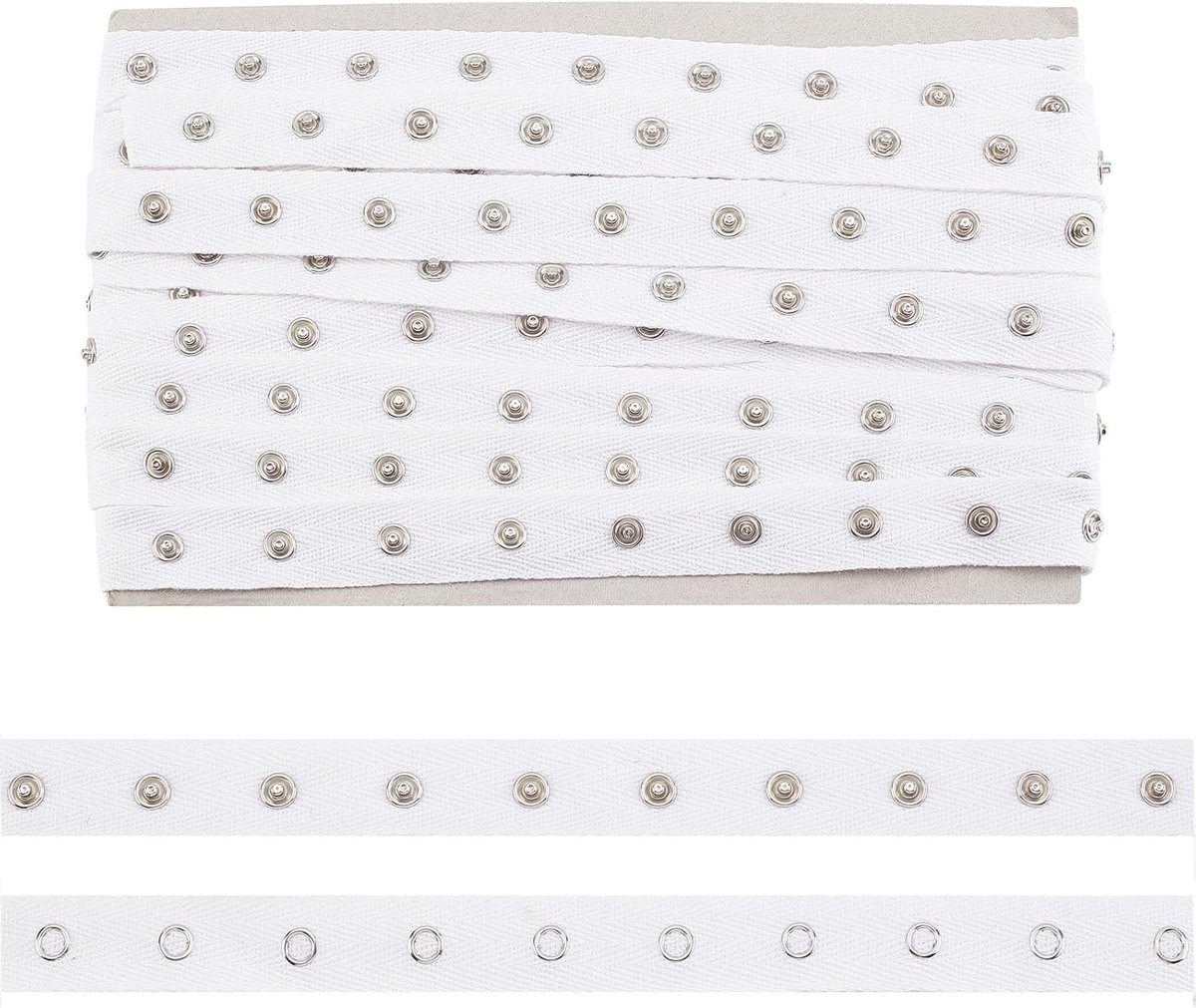 5.5m/Roll Snap Button Tape, 2cm Brede Witte Knoopsluiting voor Kleding, Naaien en DIY Creaties