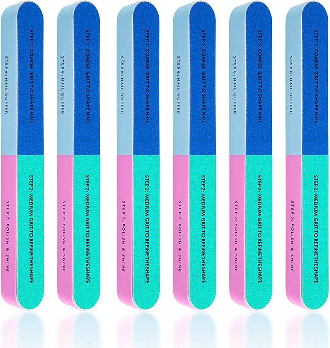 Thijox - 6 Stuks Nagelvijlen voor Natuurlijke Nagels en Gelnagels - Multidimensionale Nagelbufferset met Polijstvijl - Professionele Nagelvijlen voor