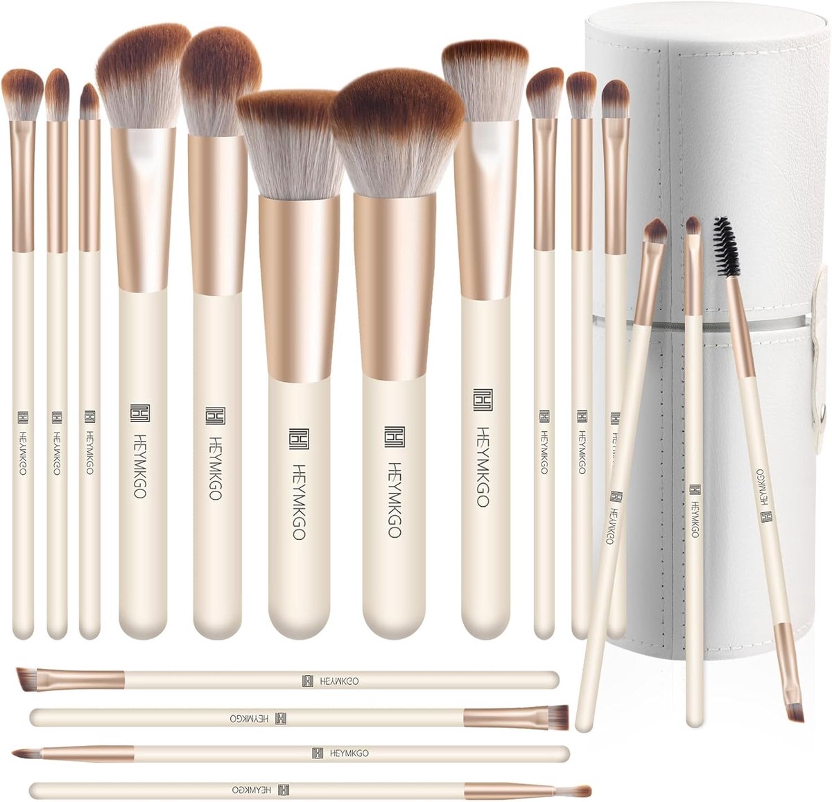 Thijox - Professionele Make-up Kwasten Set 18 Stuks - Synthetische Haren Make-up Borstel Kit voor Oogschaduw, Foundation, Wenkbrauw en Blush - Inclusi