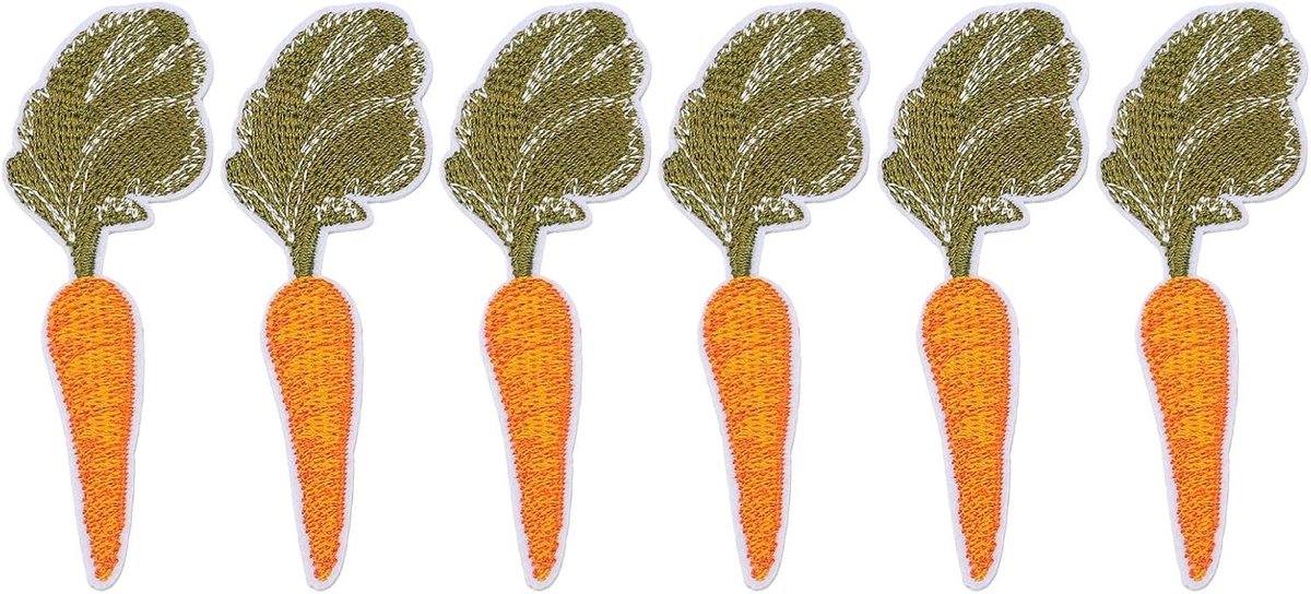 6 Stuks Wortel Borduur Patches, Schattige Groente Appliques voor Tassen, Kleding en Jeans DIY Badges voor Kinderen