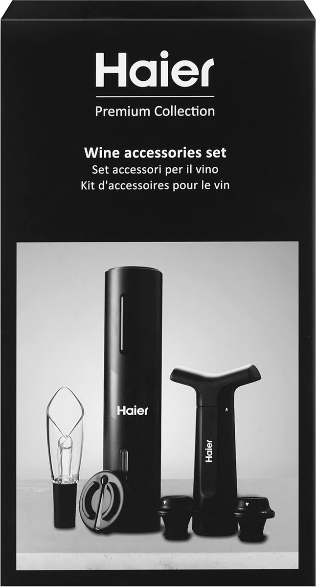 Thijox - Elektrische Wijnset Op Batterijen Met Flesopener, Beluchter, Druppelvanger, Capsulesnijder, 2 Vacuümdoppen, Premium Kwaliteit Voor Thuisgebru