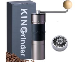 Thijox - Koffiemolen KINGrinder K6 Grijs RVS Maalschijf | Instelbare Maalgraad voor Espresso en Pour-Over | Handmatige Koffiemolen