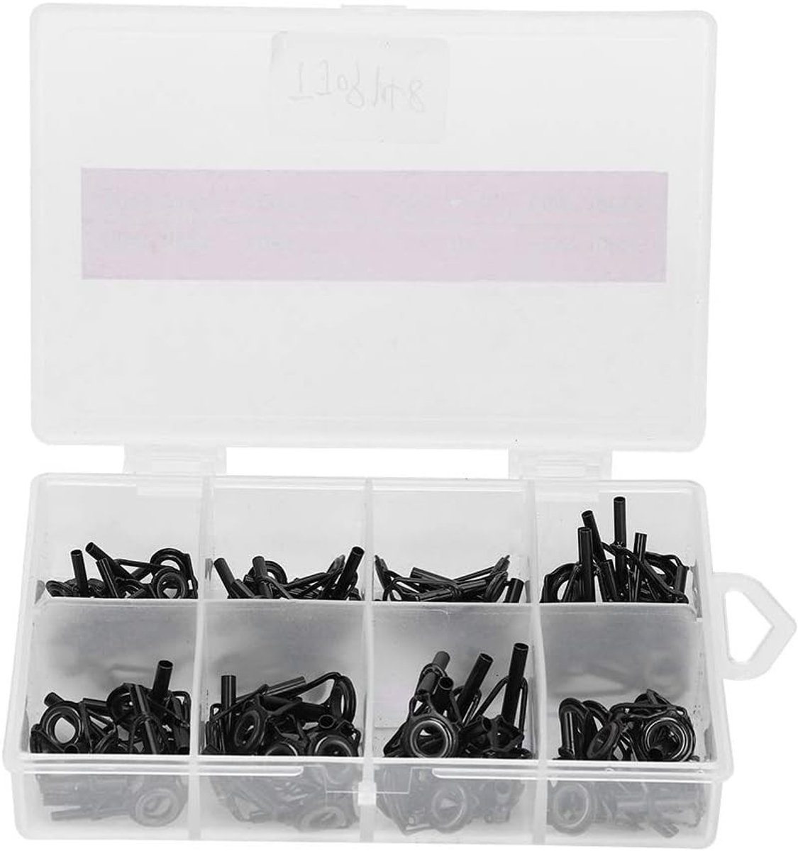 Complete Repair Kit voor Vissers - Zwarte RVS Keramische Ring Gidsen, 80 Stuks in 8 Maten voor Vissersbenodigdheden