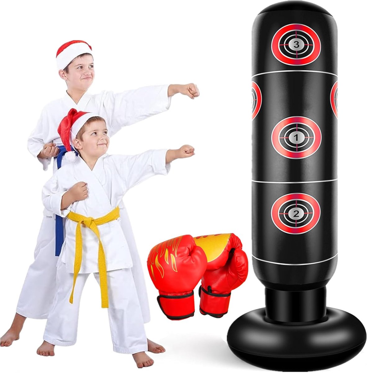 Thijox - Bokszak voor Kinderen 160 cm - Opblaasbare Staande Bokszak met Bokshandschoenen - Kinderen Boksset voor Jongens en Meisjes 3-12 Jaar - Ideaal