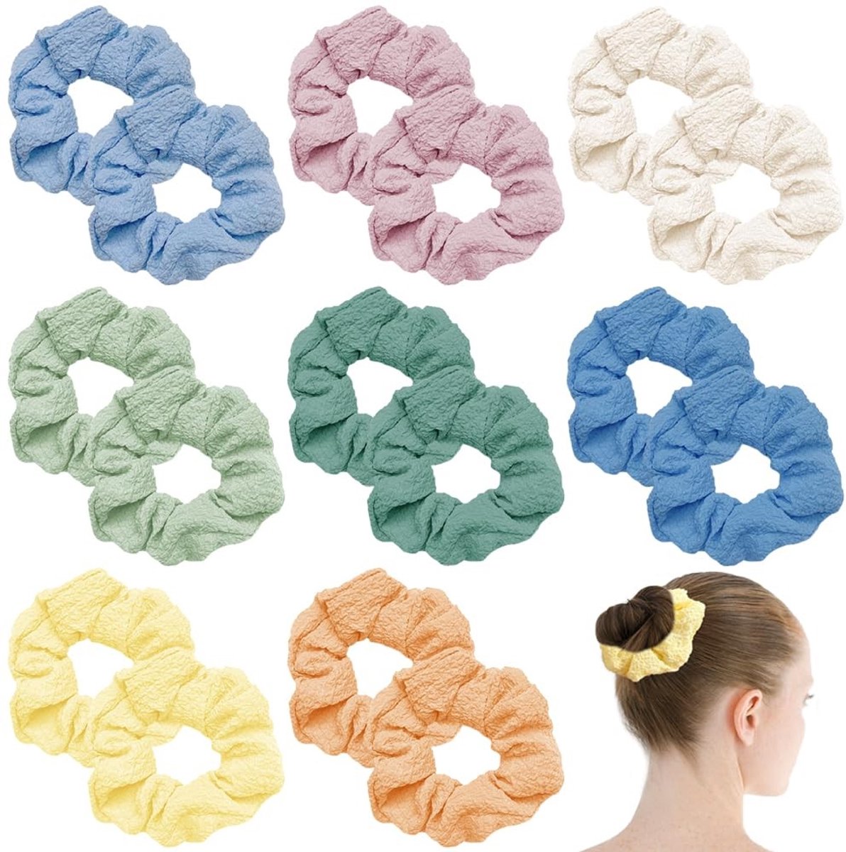 Dailygoods- Haarscrunchies 16 Stuks - Kleurrijke Paardenstaarthouders - Elastische Haarbanden - Accessoires voor Sport - Dagelijks Gebruik - Zachte Stof - Haarband