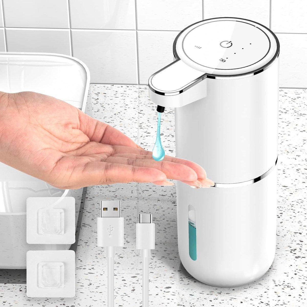Thijox - Automatische Zeepdispenser 380 ml - Elektrische Infraroodsensor, Wandmontage, USB Oplaadbaar, IPX5 Waterdicht, Voor Keuken, Badkamer, School