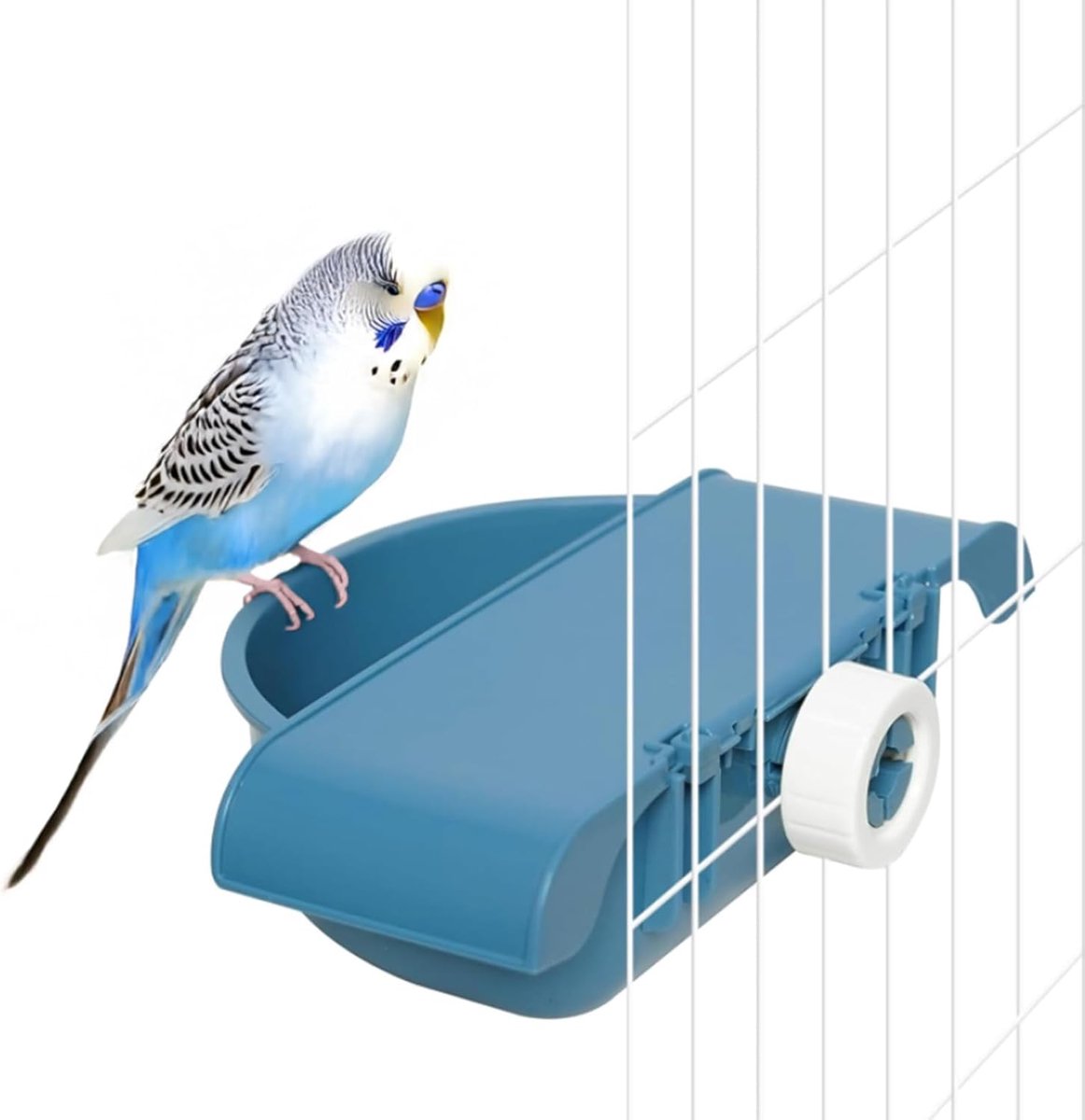 Thijox - Vogelbad voor kooi - Hangende Douchekom voor Papegaai, Budgie, Parkiet & Valkparkiet - Blauw - Perfect voor Binnen en Buiten - Ideaal voor Vo
