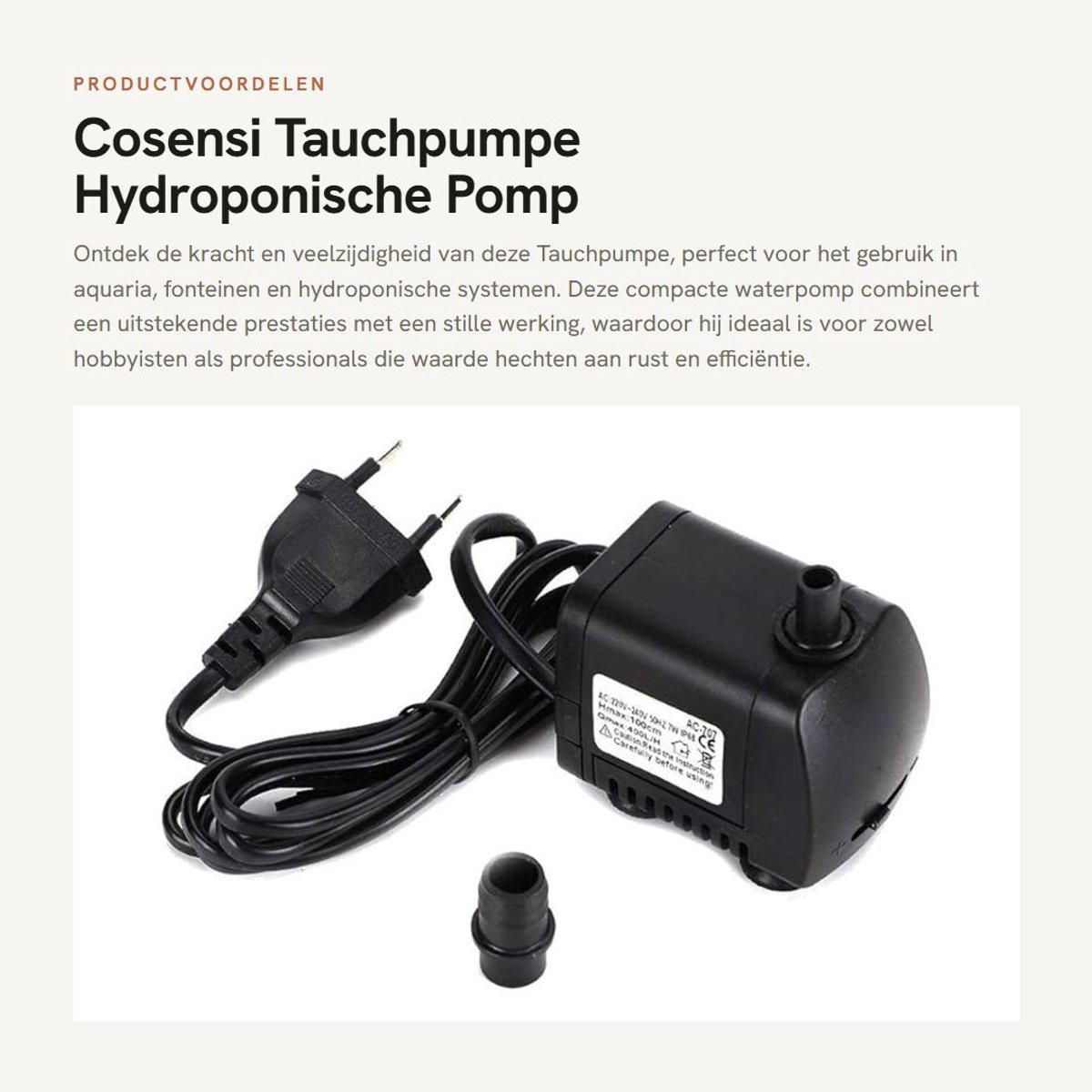 Dailygoods - Tauchpumpe - submersible pump - hydroponics - aquarium - energy efficient pump - hoogtemperatuurbestendig.