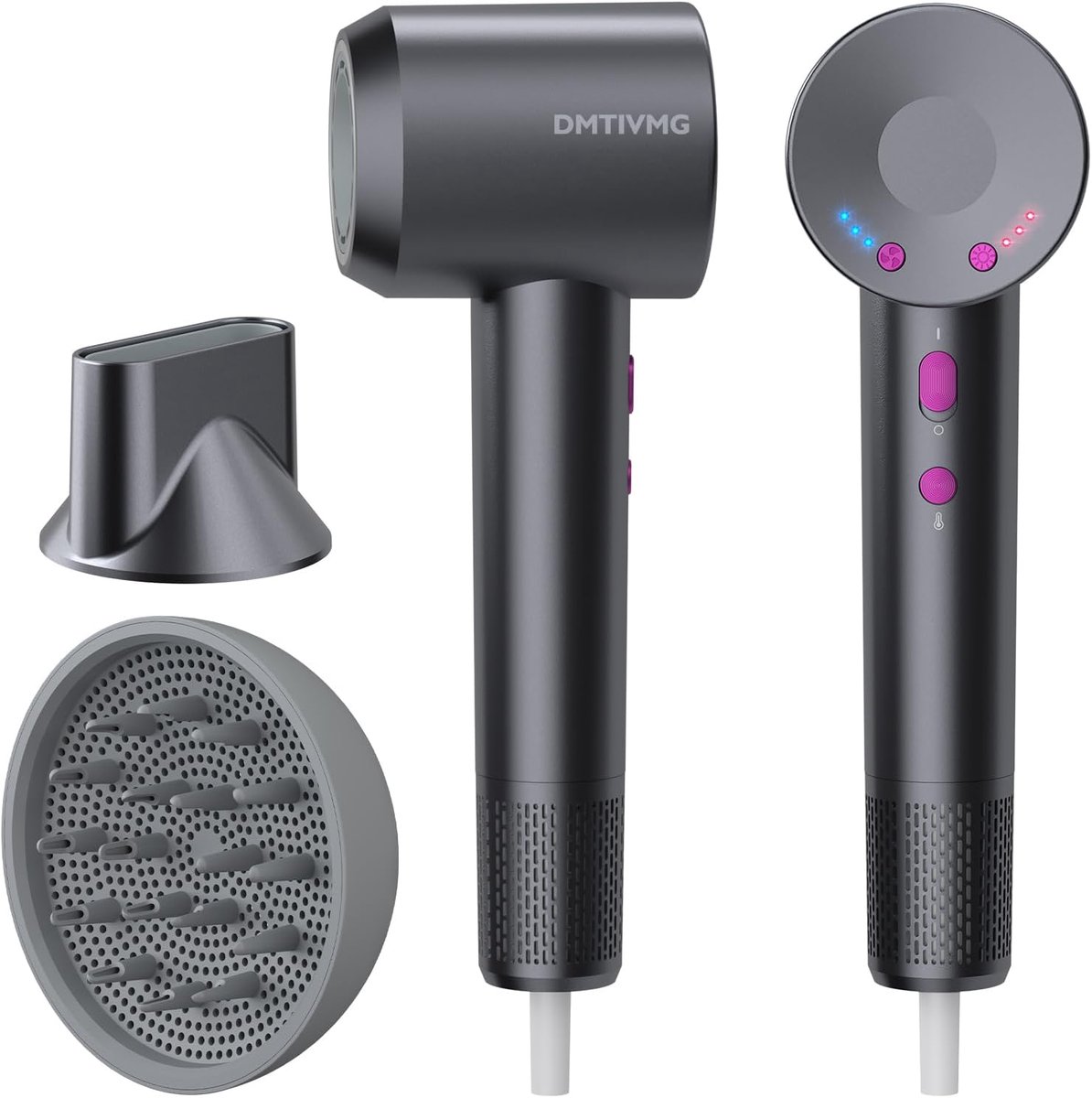 SnelShoppen - Hogesnelheidsföhn 1600W Ionische Haardroger met Diffuser | 160.000 RPM Borstelloze Motor | 4 Temperatuurinstellingen | 3 Snelheden | Coo
