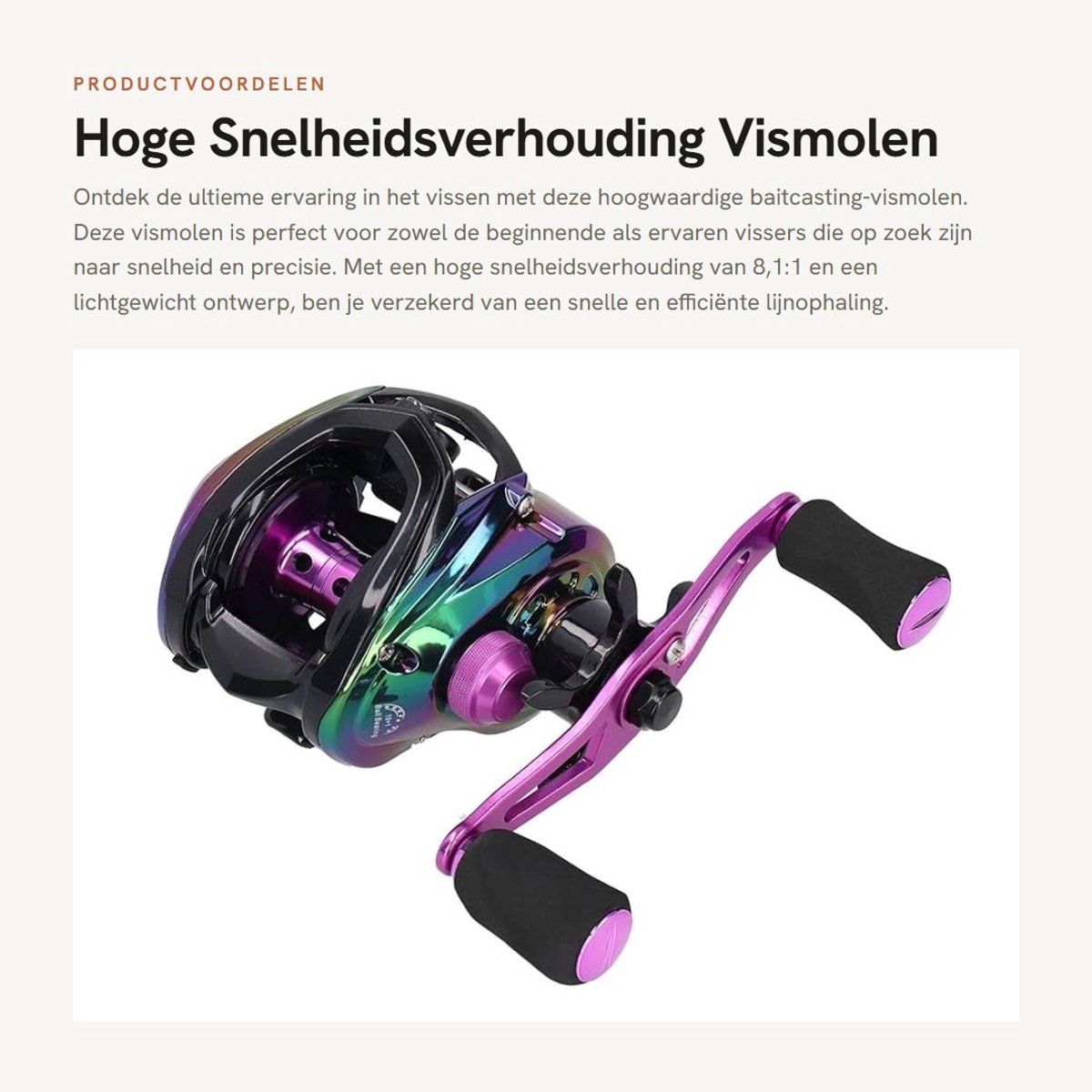 Dailygoods- Baitcasting-vismolen Hoge Snelheidsverhouding 8,1:1 - Lichtgewicht Vismolen - Gladde Lijnuitgang - Snelle Warmteafvoer - Optimale Prestaties - Schokbestendig Ontwerp