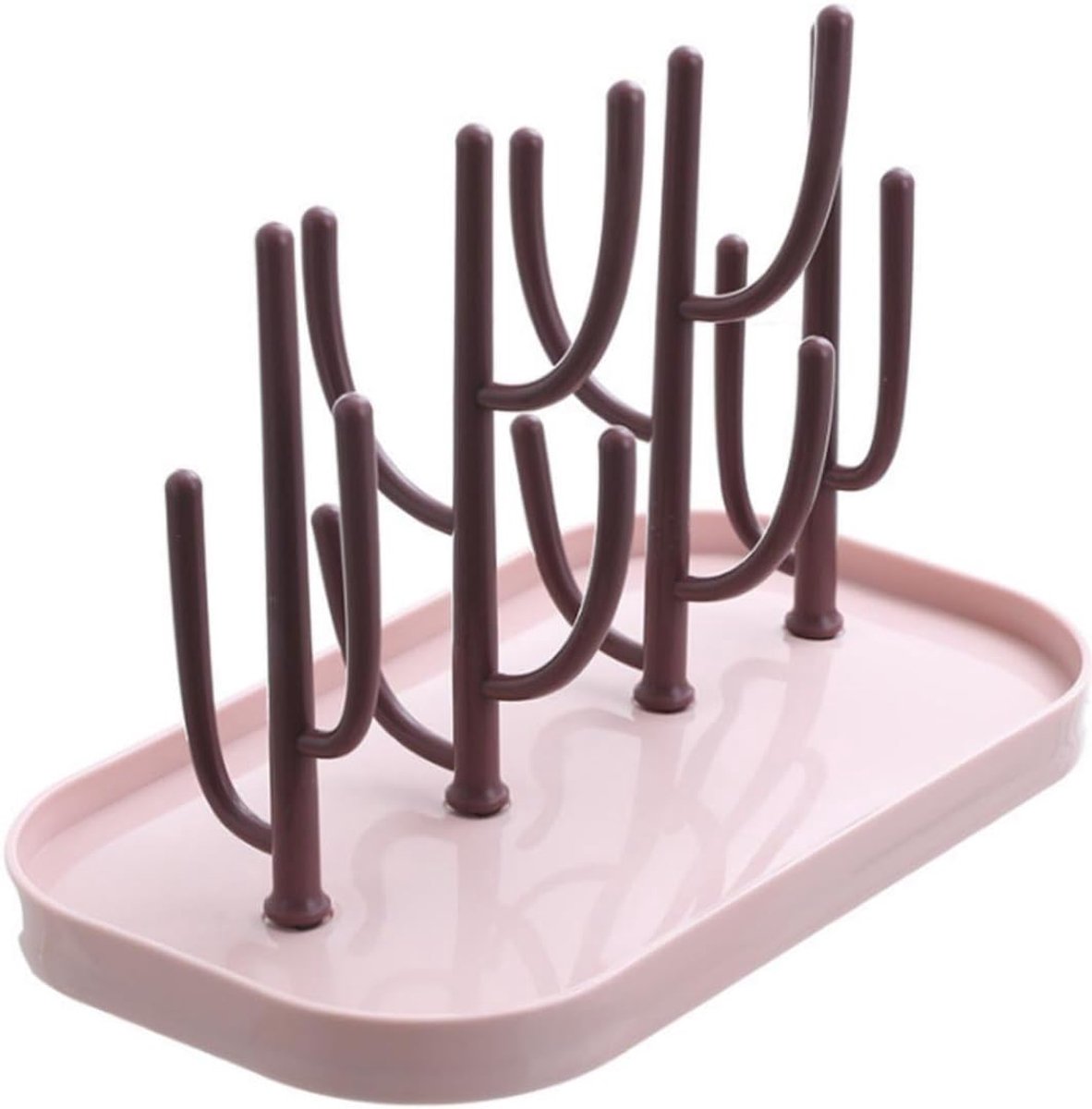 Thijox - Baby Flesjes Droogrek Afdruiprek met Lekbak - Roze Afwasrek voor Babyflesjes - Ideaal Kraamcadeau voor Ouders - Handig en Functioneel