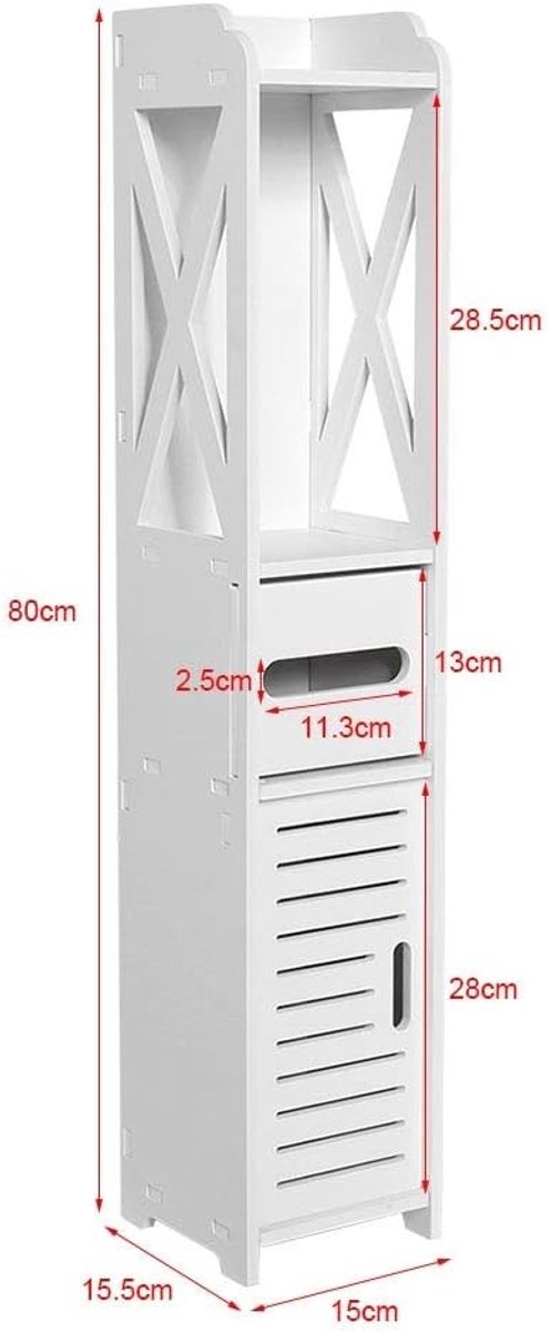 Slimme Hoek Badkamerkast - Hoge Vloerkast voor Badkamer, Slaapkamer en Hal - Opbergruimte en Modern Design