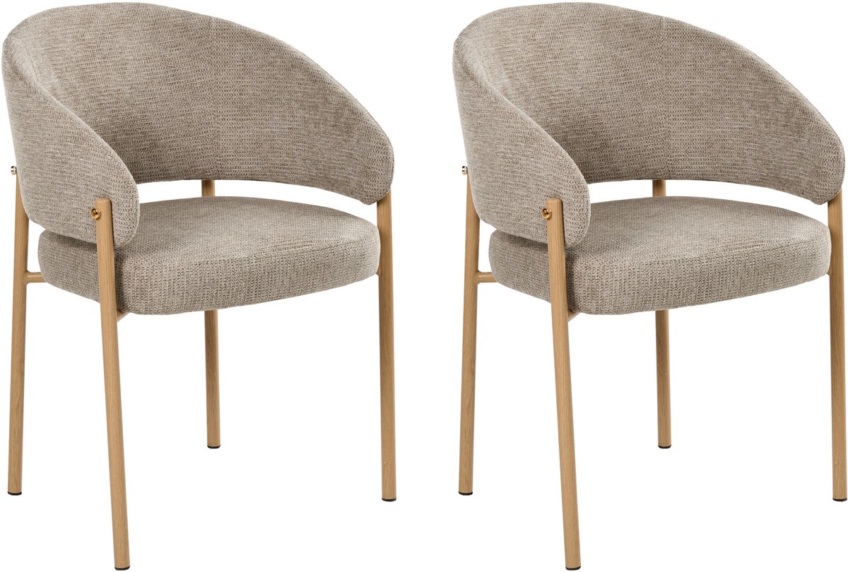 ZANE - Eetkamerstoel set van 2 - Taupe - Polyester