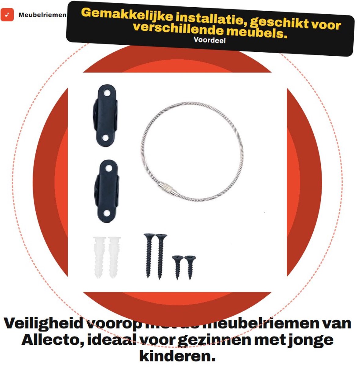 Dailygoods- Meubelriemen 6-pack - Babyveiligheidsbestendig - Metalen Antitip Beugels - Voor Kasten/Planken - Zwart - Schokbestendig - Meubelbeveiliging