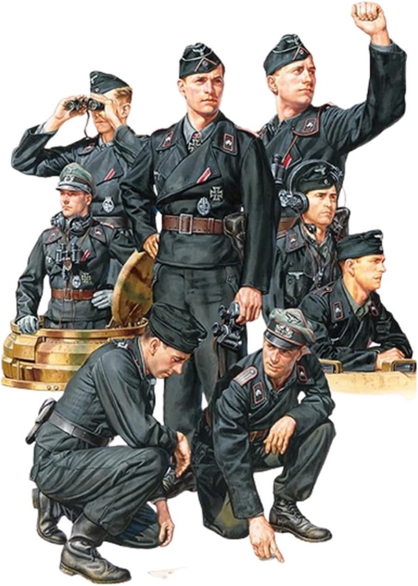SnelShoppen - Tank Crew Kit Militaire Bemanning 1:35 - Duitse Pantserbezetting - 8 Figuren - Realistische Pose - Modelbouw Accessoires - Geschikt voor