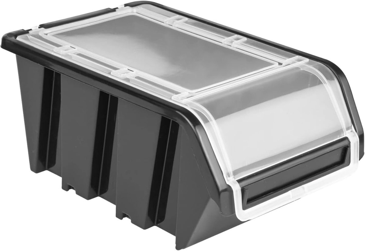 10 x Stapelbak met Deksel Werkplaats Stapelbak Sorteerbak 160x230x120 Zwart - ShopVlot