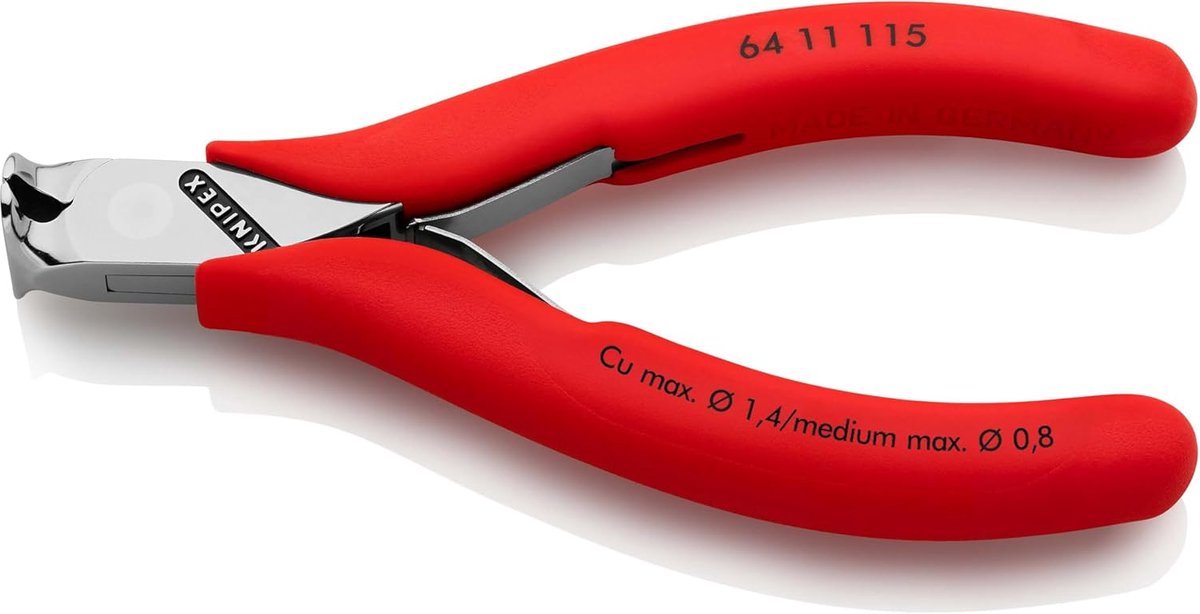 Thijox - KNIPEX Elektronica-voorsnijtang 115 mm met Antislip Kunststof Bekleding voor Precisiewerk, Snijgereedschap voor Draad, Kabel en Componenten,