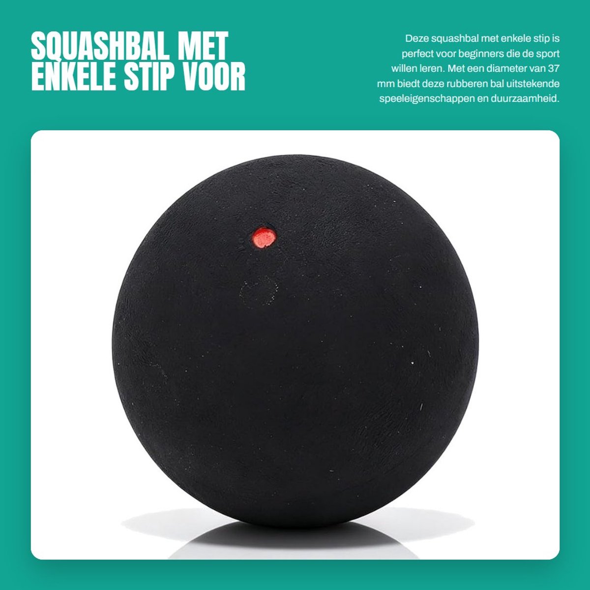 Dailygoods- Squashbal 37 mm - Rubber - Wedstrijdtraining - Beginners - Antislip - Schokbestendig - Rubberen Squashbal