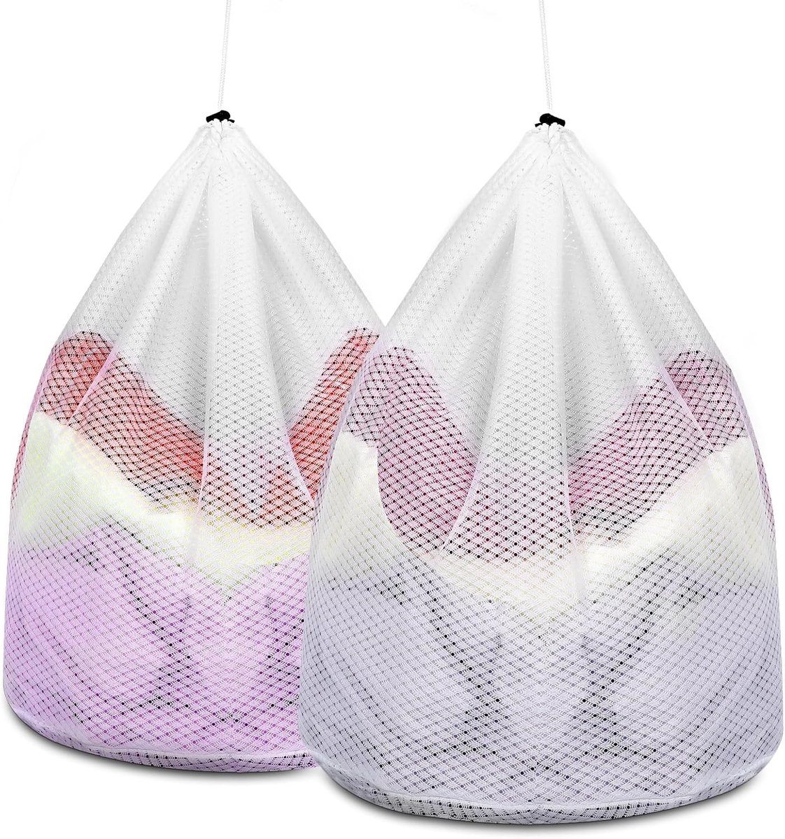 SnelShoppen - 2 Stuks Wasmachine Wasnet Grote Waszak Set met Koordstopper Herbruikbare Wasnet voor Ondergoed en Wol 40 x 30 cm - Bescherming voor Deli