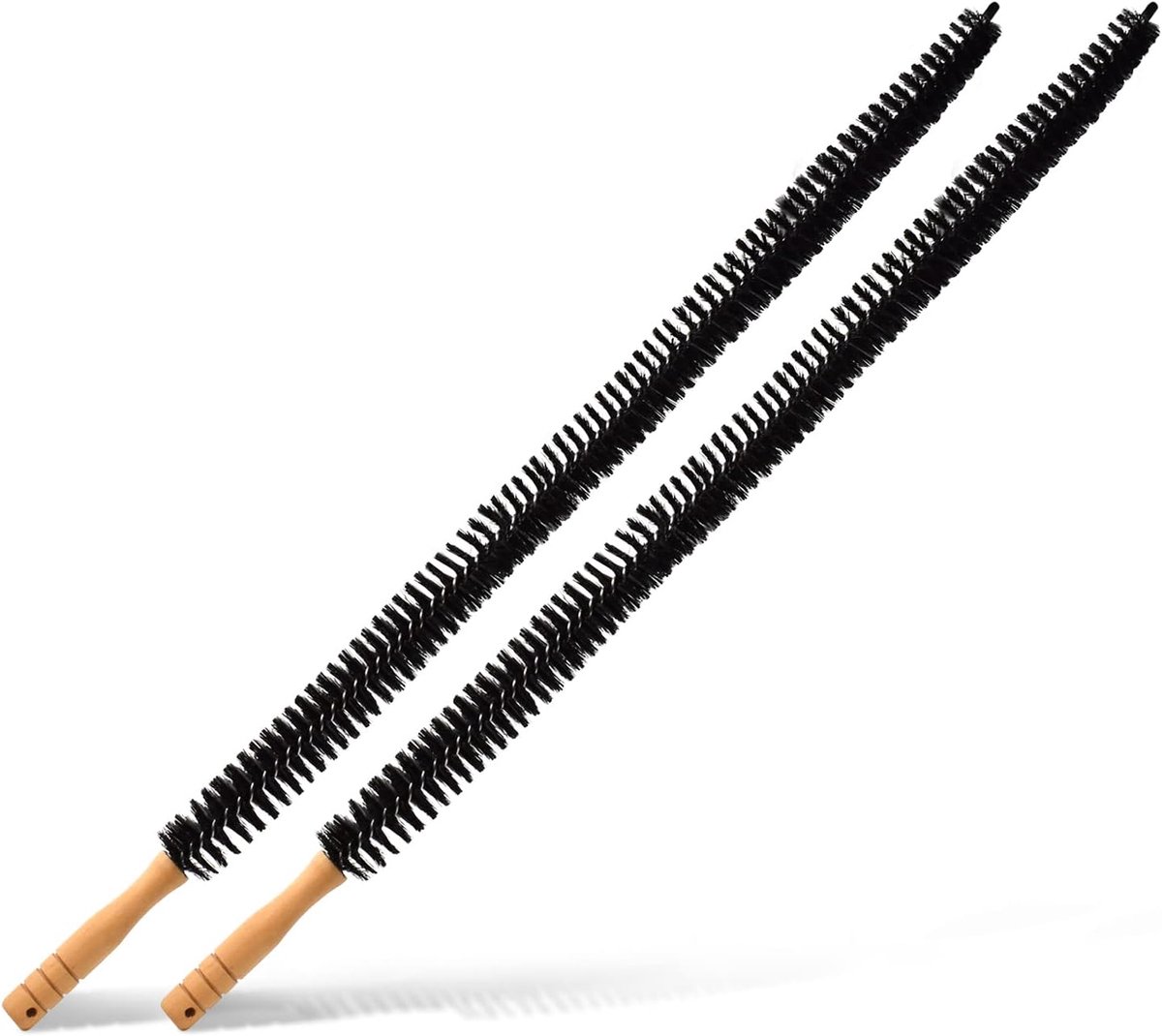 Thijox - Set van 2 Radiator Reinigingsborstels - Flexibele Lange Borstel met Houten Handva