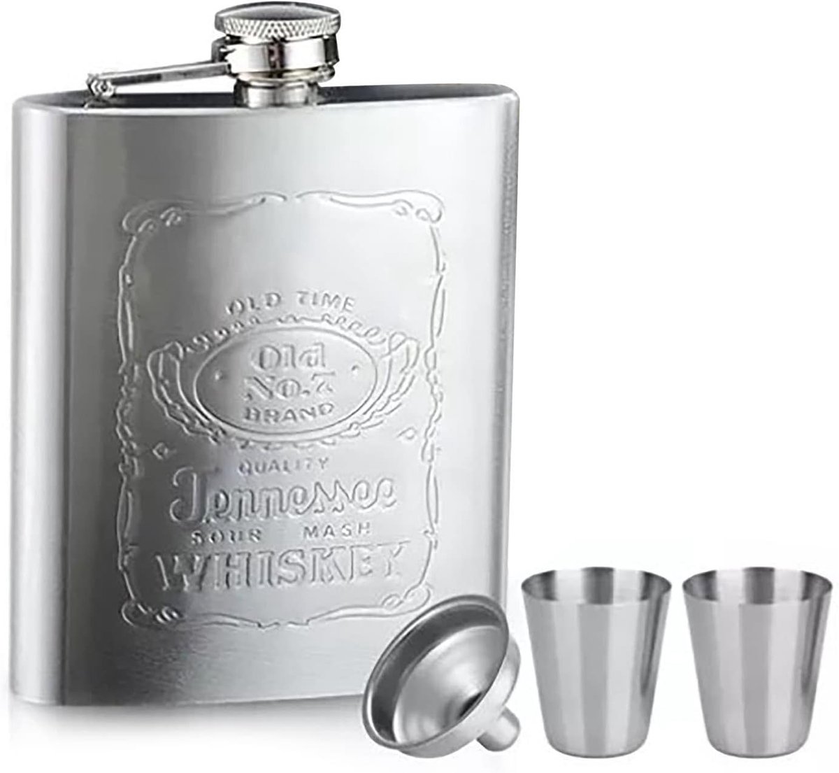 RVS Heupfles voor Whiskey, Lekvrije 7oz Fles met Trechter, Ideaal voor Kamperen, Wandelen en Vissen