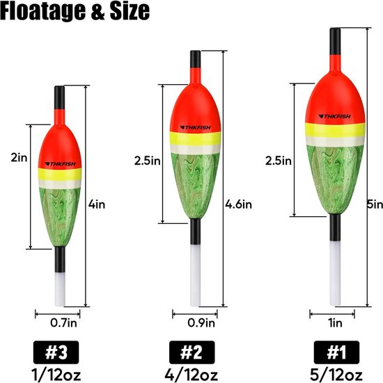 THKFISH Visdobbers Balsa Hout Slip Bobbers, Visdobbers Stick Slip Bobber voor Vissen Crappie Bluegill Forel Bass - ShopVlot — afbeelding 5