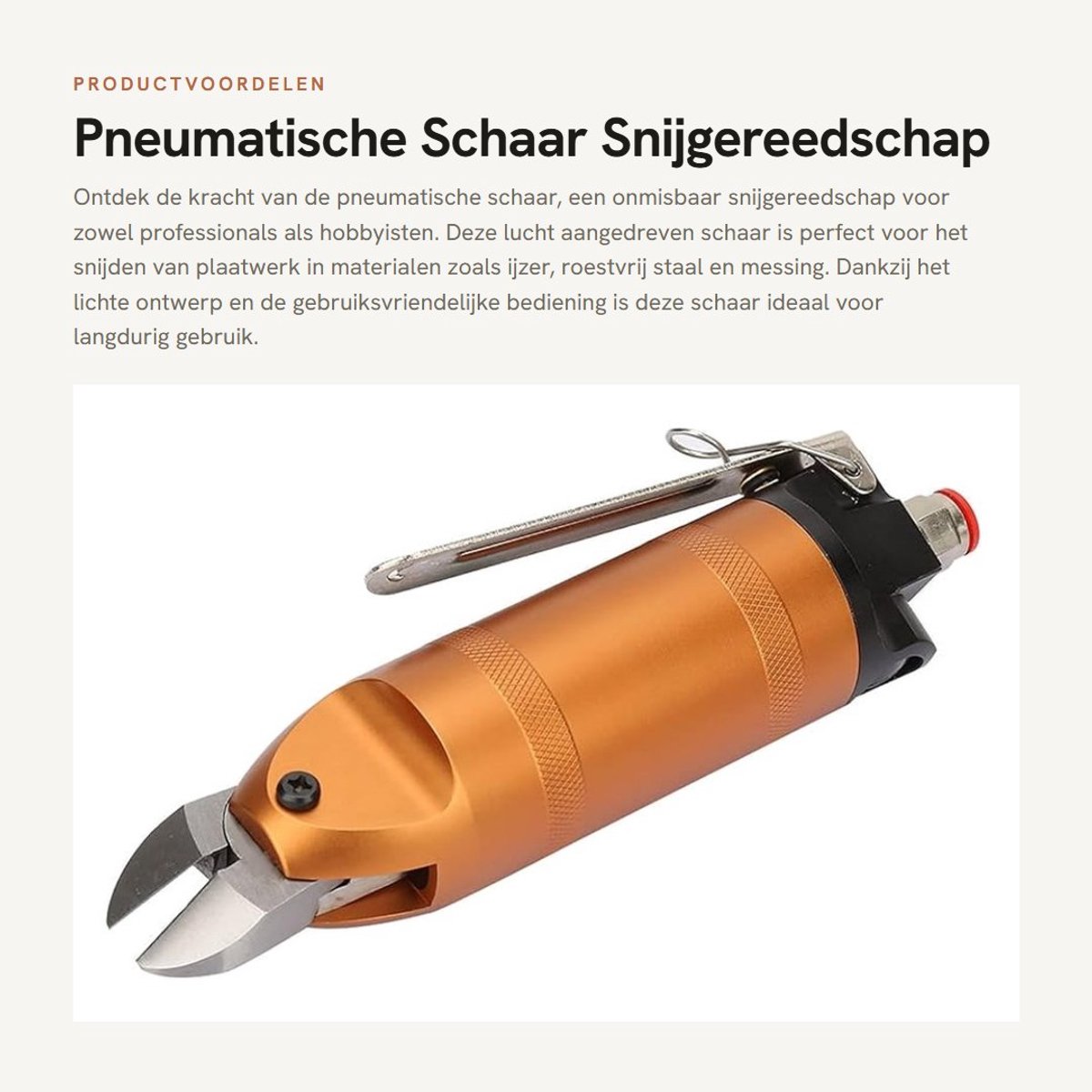 Dailygoods- Schaar Pneumatisch Snijgereedschap - Luchtvaart Aluminium Behuizing - Vervangbare Snijkop - Lichtgewicht - Roestvrij Staal - Efficiënt voor Kunststof Snijden - Pneumatische Schaar
