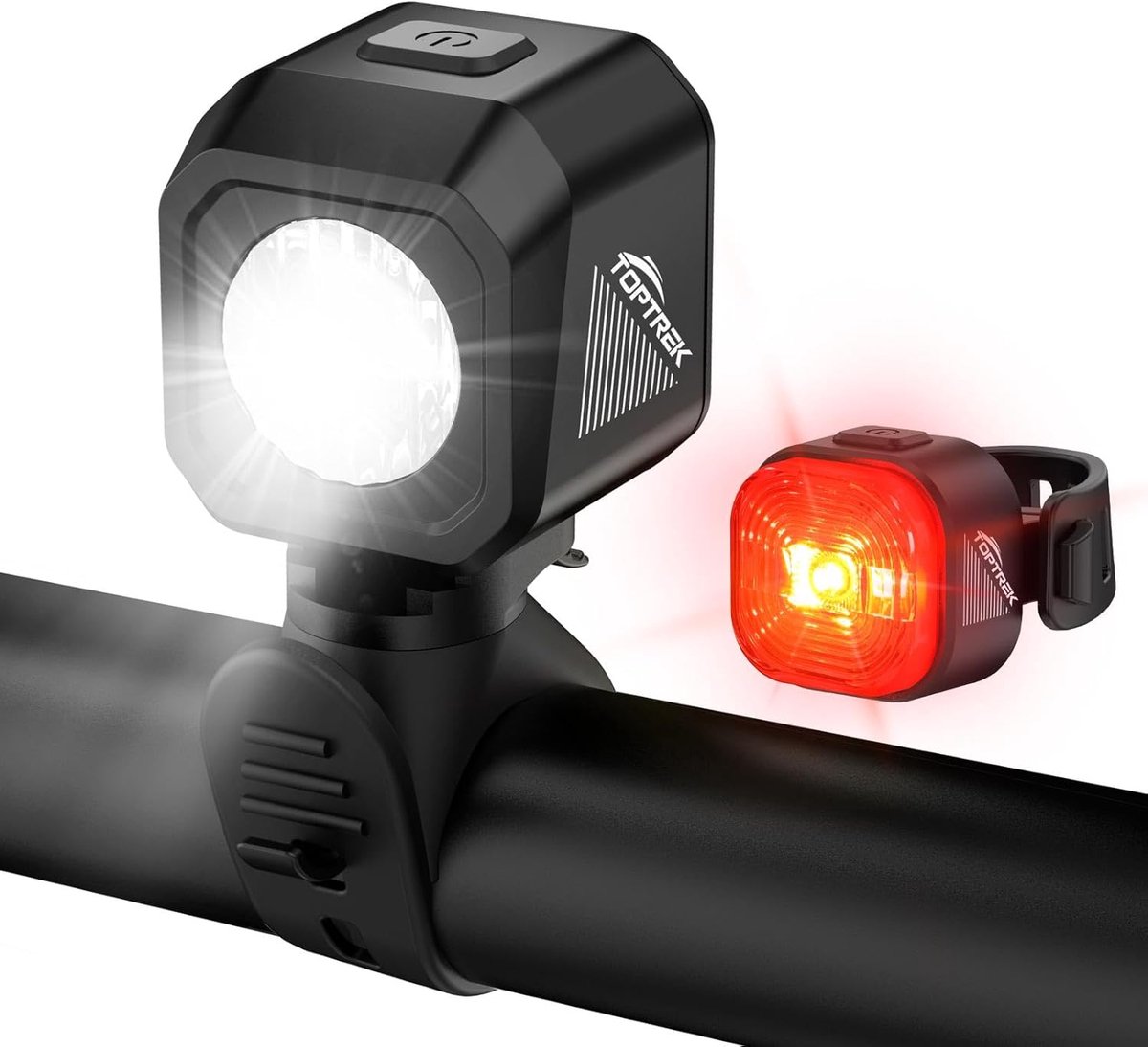 Thijox - Fietsverlichtingsset USB Oplaadbaar, StVZO Goedgekeurd, IPX5 Waterdicht, Led Voorlicht & Achterlicht Set met Batterij Waarschuwing, Perfect v
