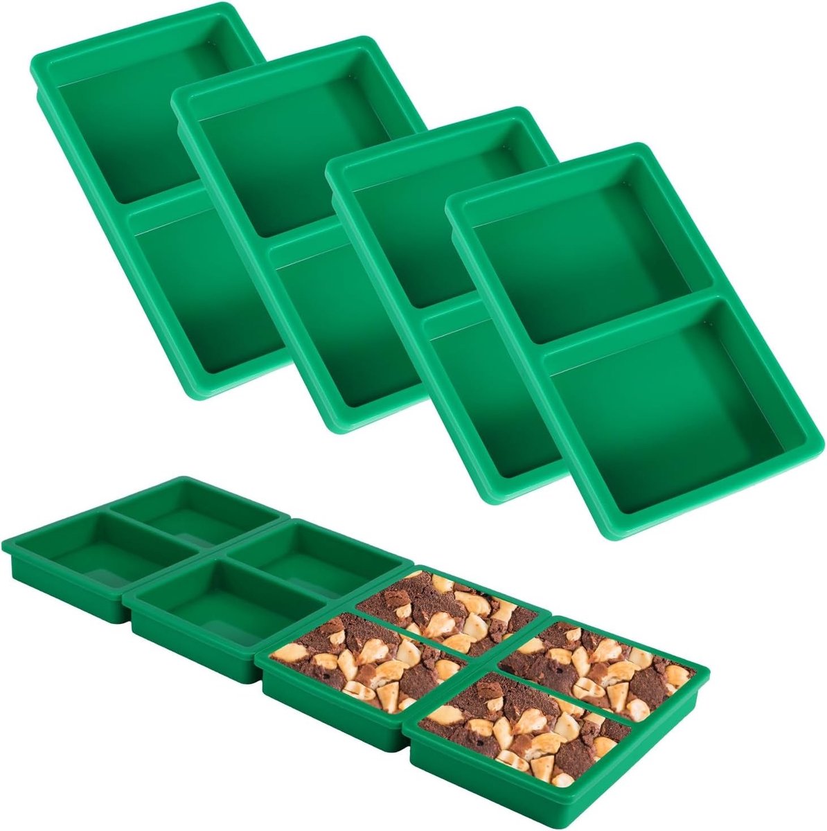 4 Stuks Silicone Tray Dividers voor Medium Trays - Ideaal voor Voedselverwerking, Freeze Drying en Portioneren (Groen)