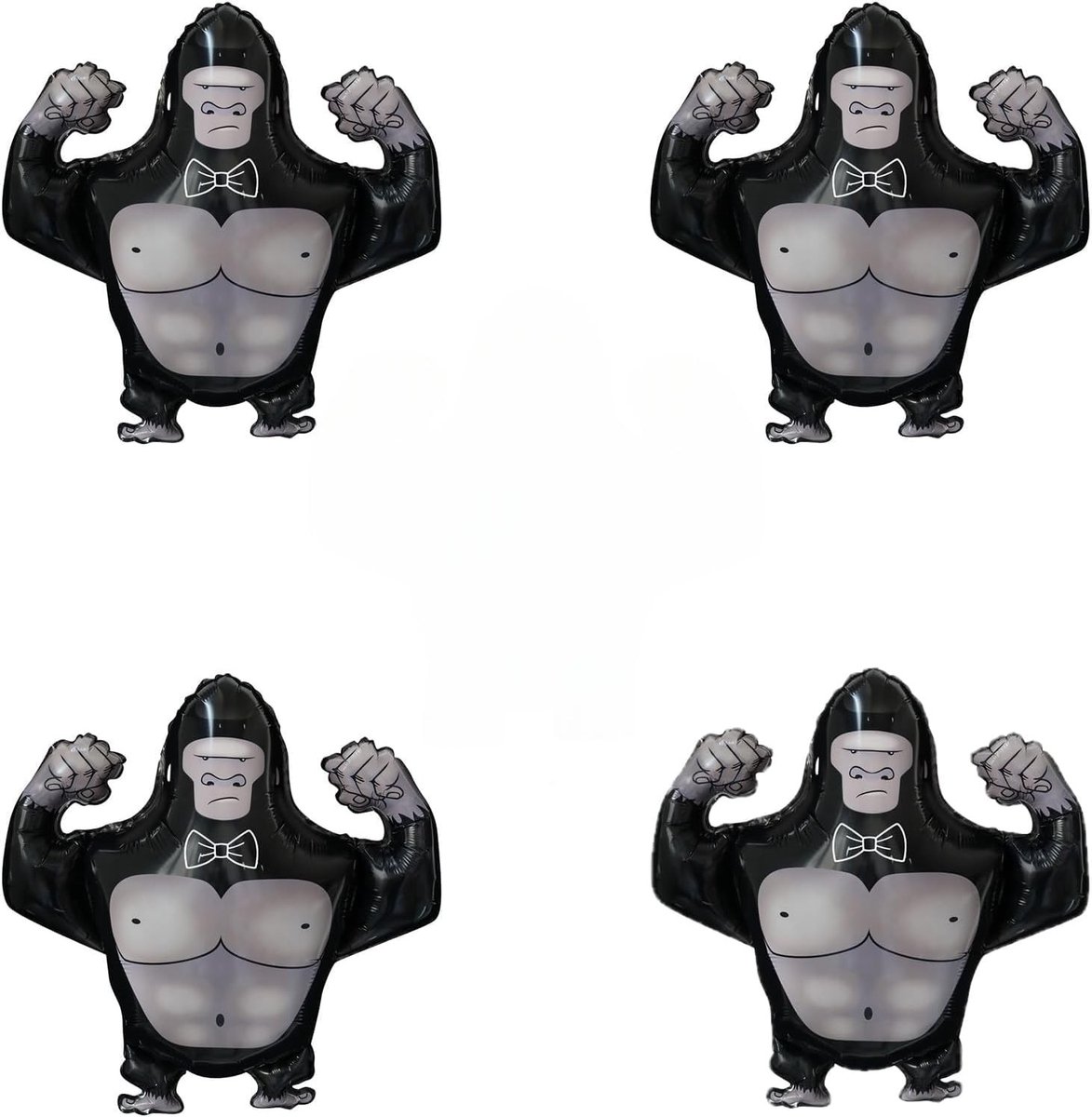 Dailygoods- Folieballonnen Jungle Thema - Opblaasbare Gorilla Ballonnen - Set van 4 - 68 cm Hoog - Kleurrijke Feestdecoratie - Duurzaam Aluminiumfolie - Feestballonnen
