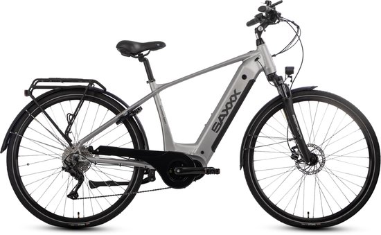 SAXXX 28 inch Trekking elektrische fiets -250W middenmotor - 80Nm -540Wh volledig geïntegreerde uitneembare accu - tot 110 km actieradius -SHIMANO Deore 10 versnellingen - hydraulische schijfremmen voor en achter -SR SUNTOUR verende voorvork - zilver van Saxxx — afbeelding 2